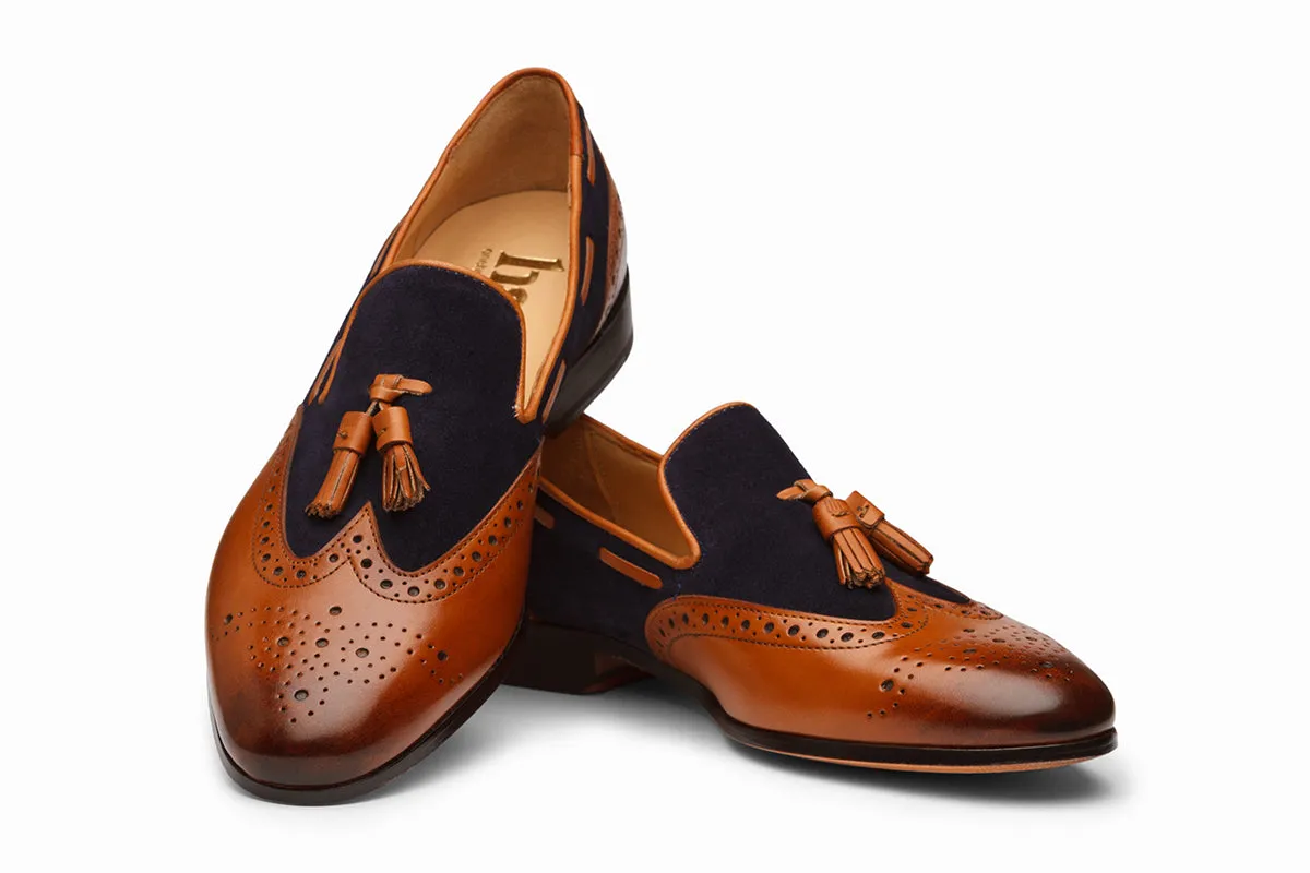 BROGUE COMBINATION TASSEL LOAFER-T