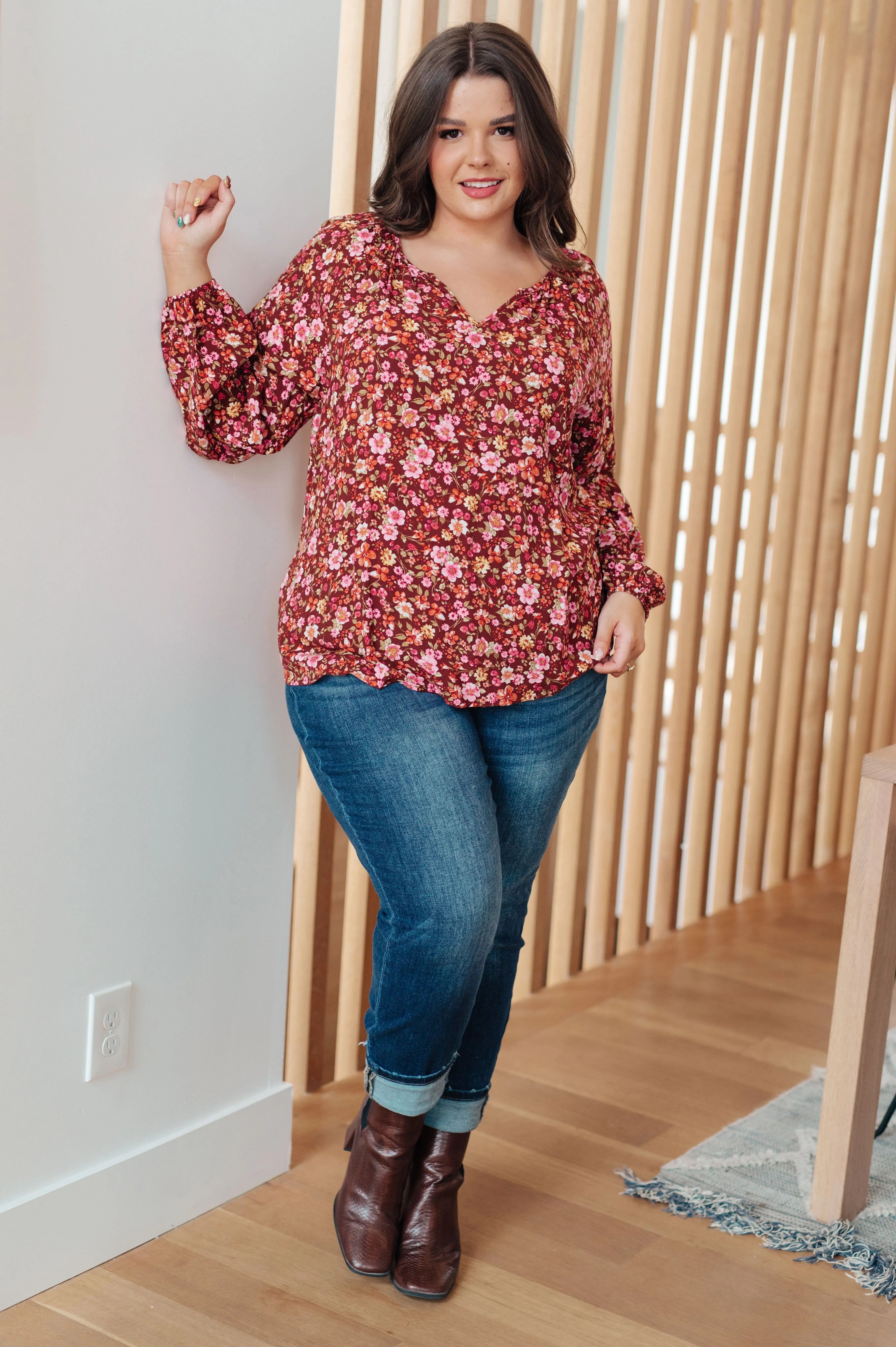 Brunch Blouse in Rust Floral