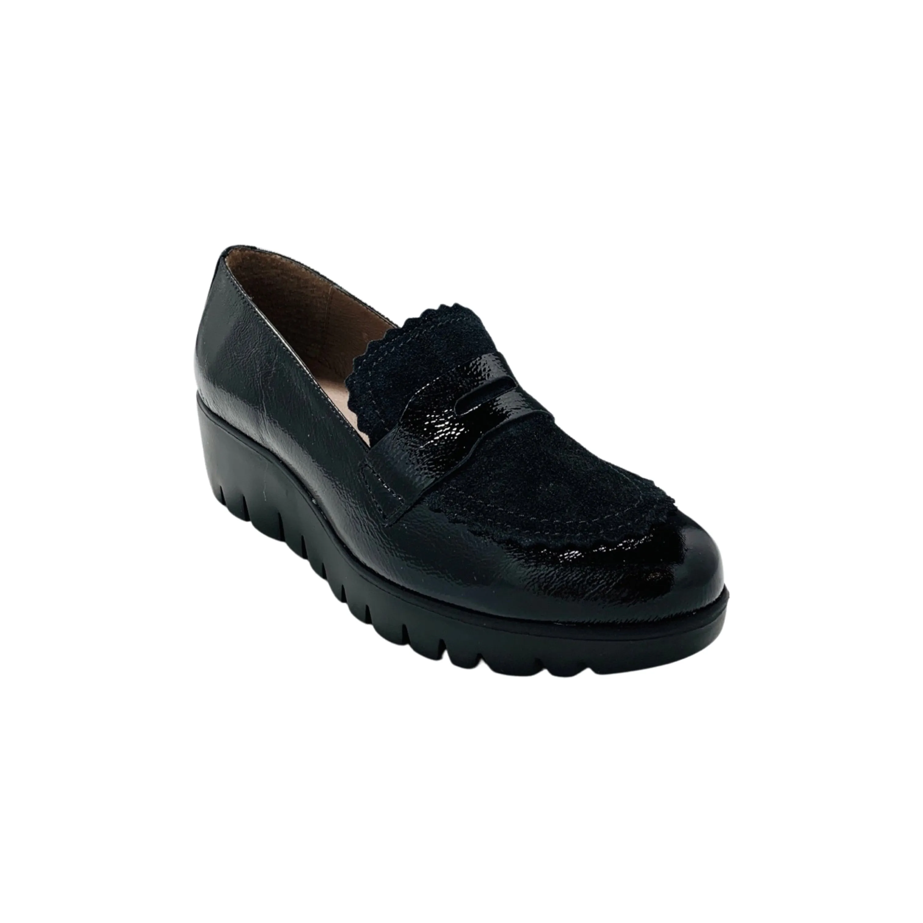 C33223 Black Patent Waterproof Platform Loafer