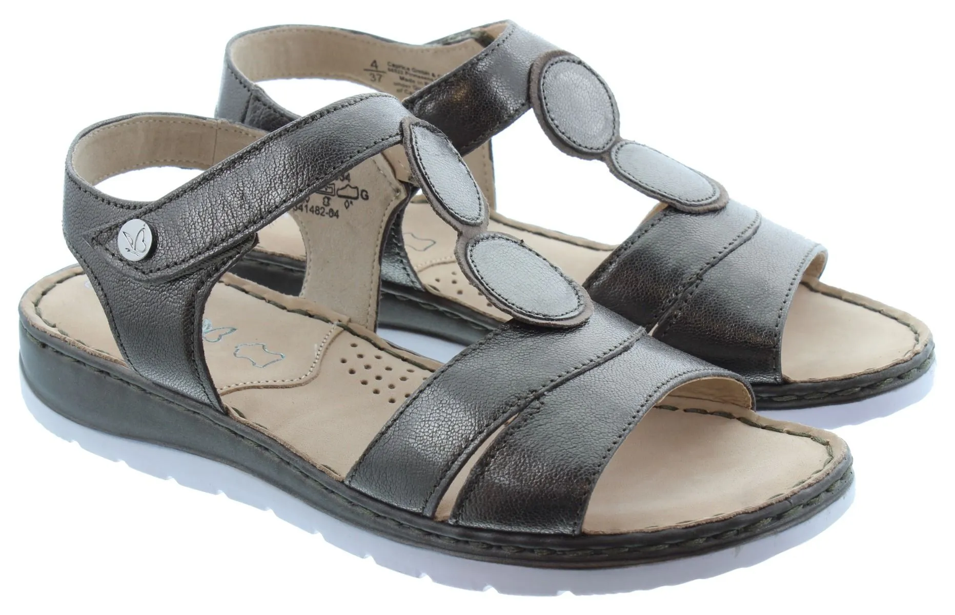 CAPRICE Ladies 28154 Flat Sandals In Gun Metal