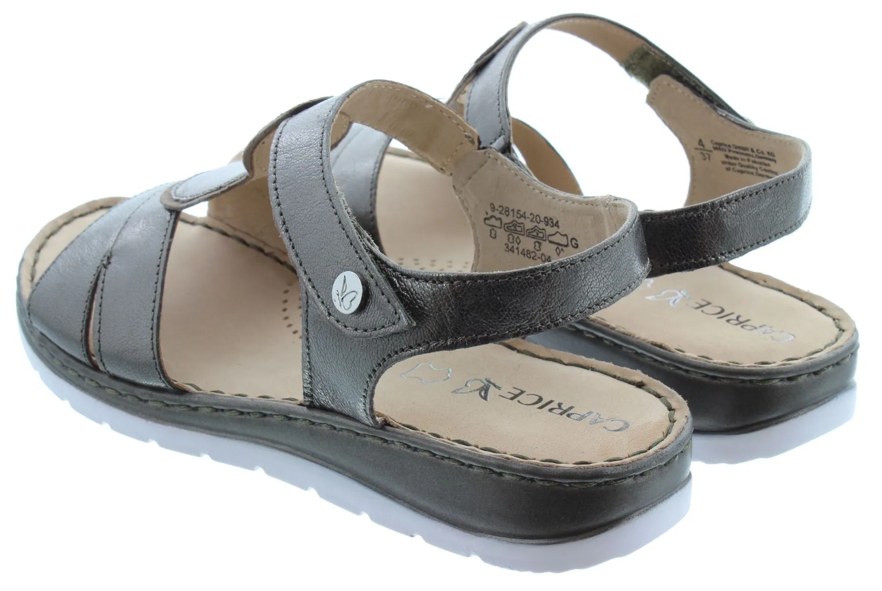 CAPRICE Ladies 28154 Flat Sandals In Gun Metal