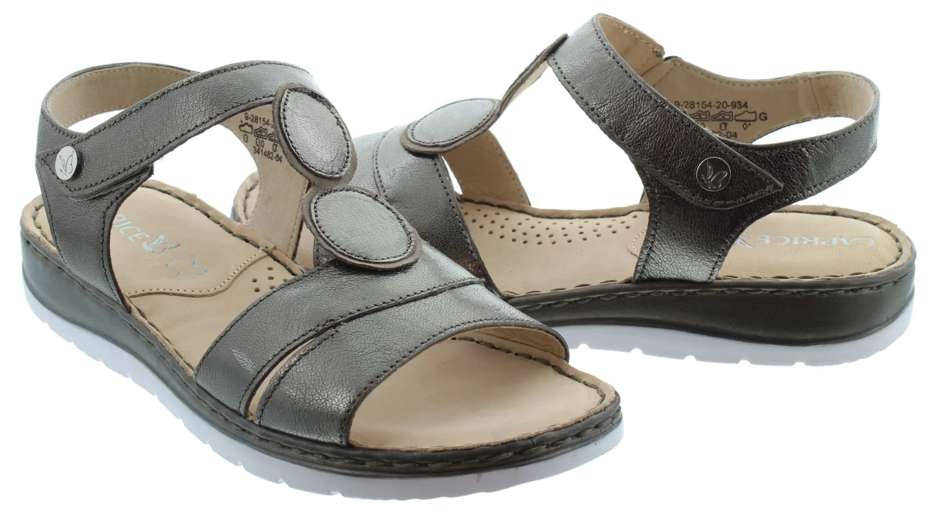 CAPRICE Ladies 28154 Flat Sandals In Gun Metal