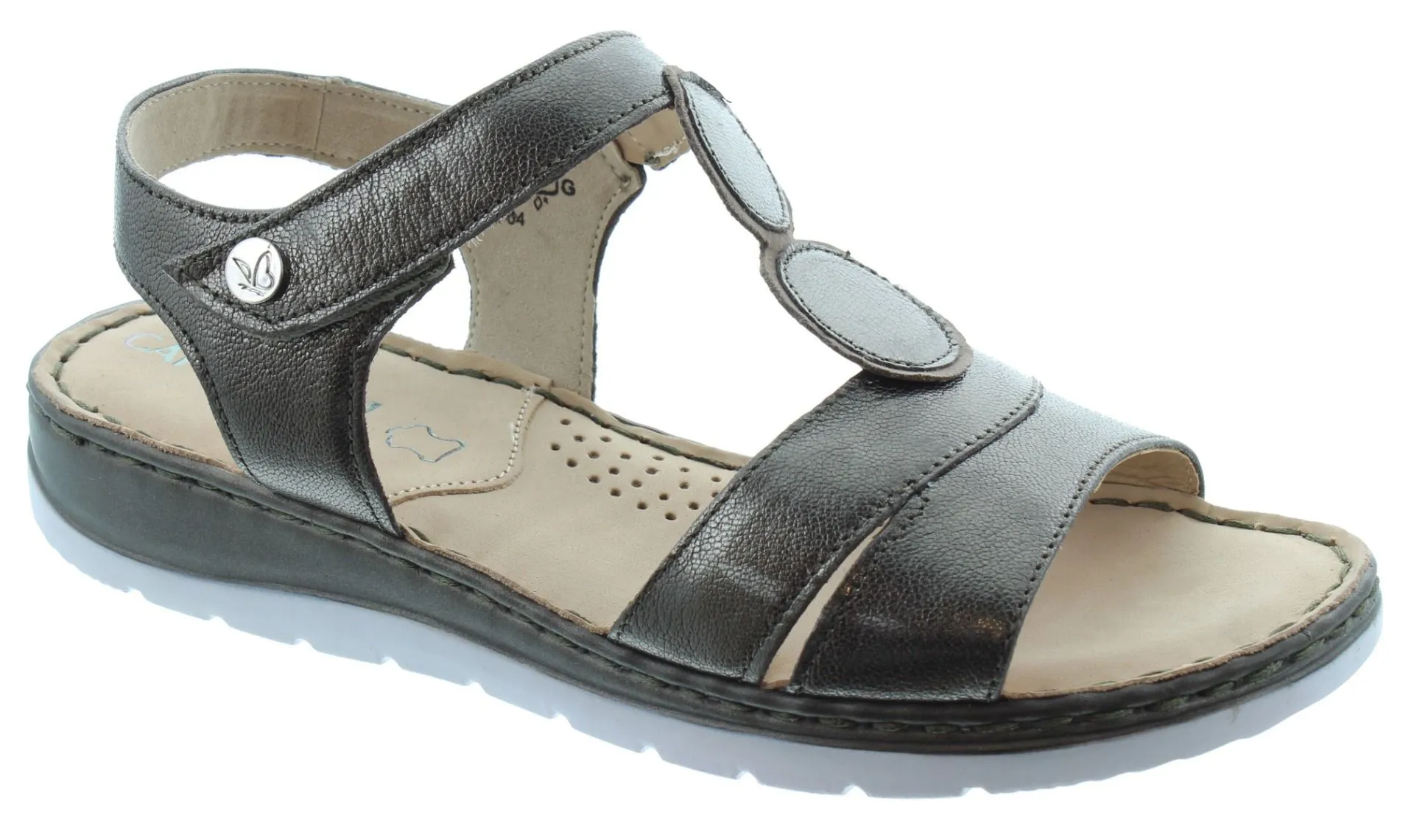 CAPRICE Ladies 28154 Flat Sandals In Gun Metal