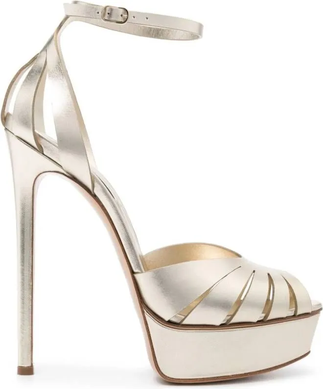 Casadei 170mm Flash x T. Netto metallic leather sandals Gold