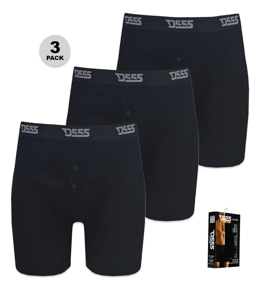 D555 Big Mens Black Cotton Boxer Shorts Pack of Three (DRIVER 2)