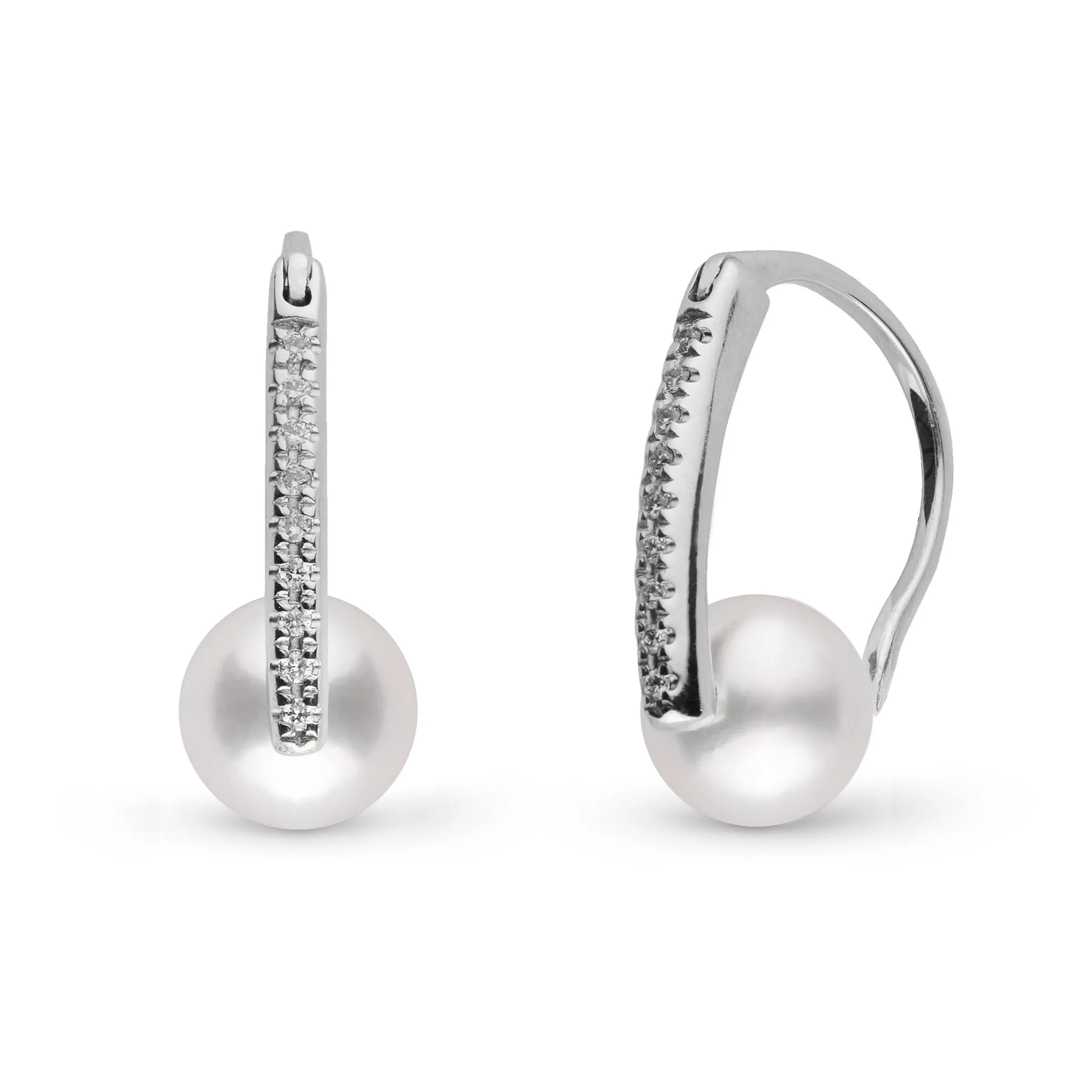 Diamond Deco Collection 7.0-7.5 mm Akoya Pearl Earrings