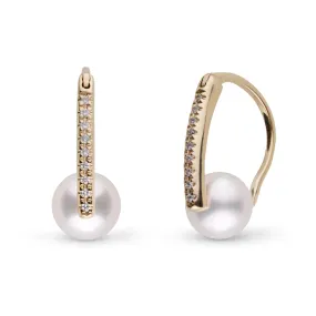 Diamond Deco Collection 7.0-7.5 mm Akoya Pearl Earrings