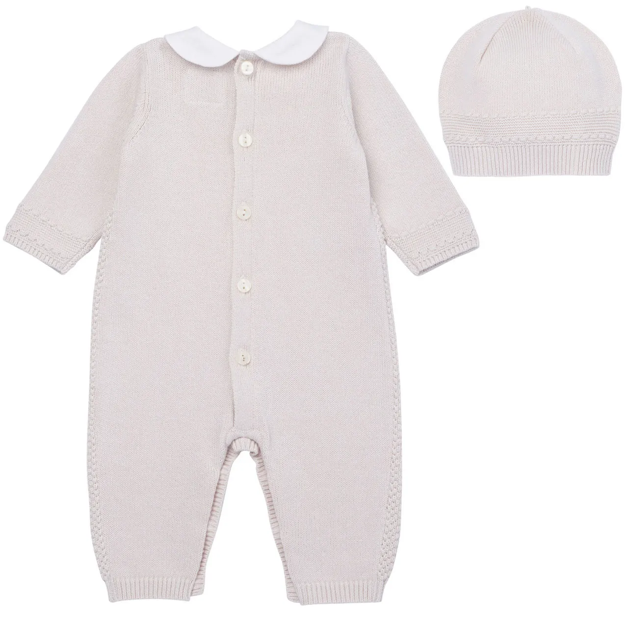 EMILE ET ROSE Harley Two-Piece Babygrow and Hat Set - Stone