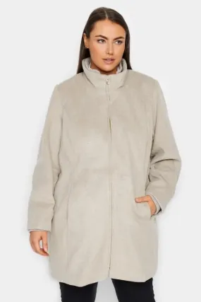 Evans Neutral Faux Wool Zip Coat