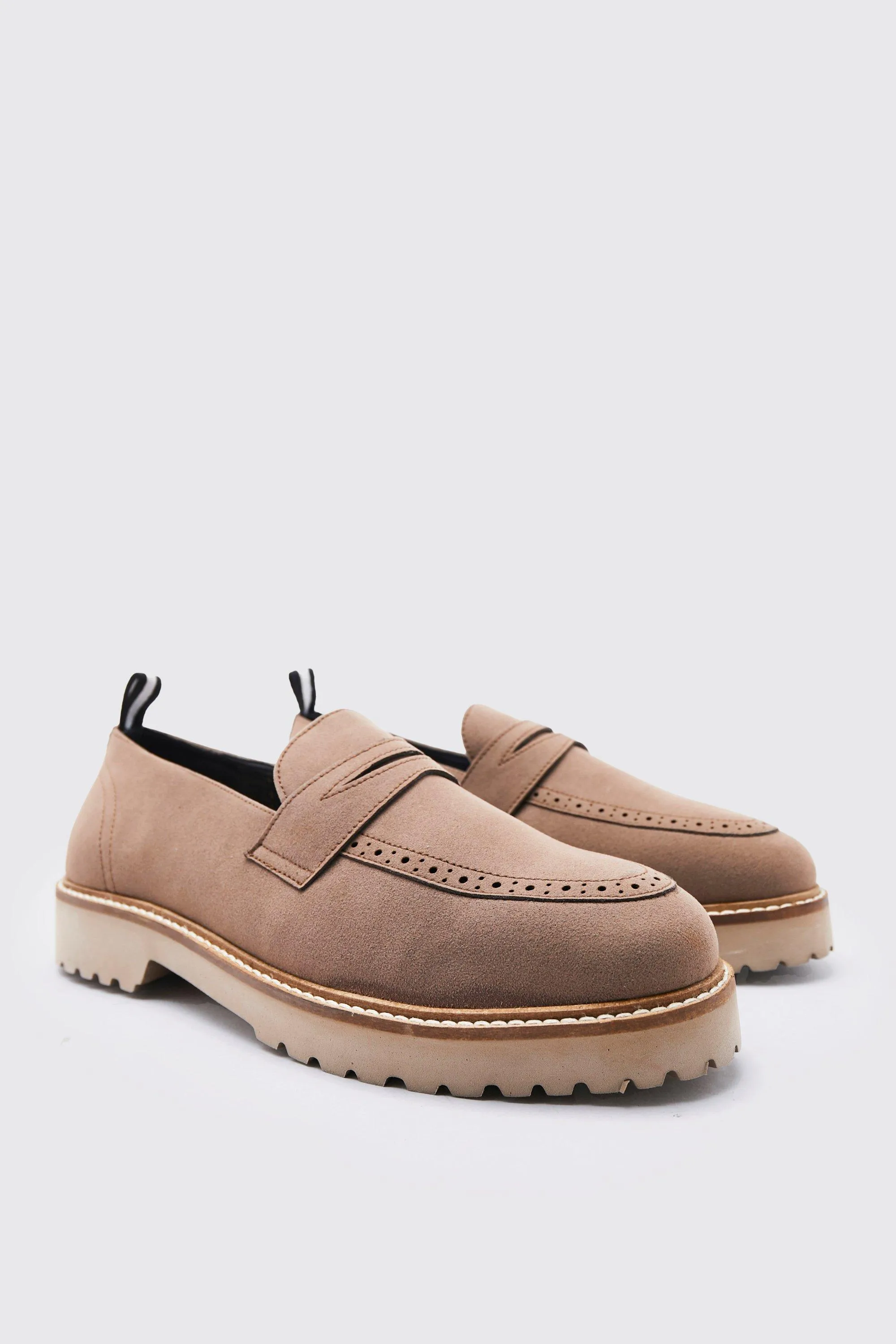 Faux Suede Apron Toe Pull Tab Loafer