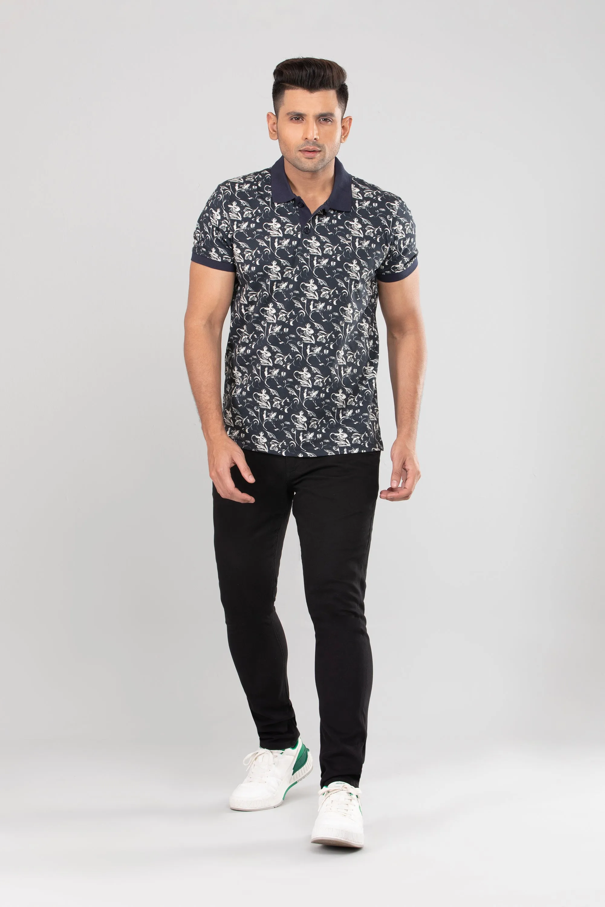 Floral Printed Polo Shirt