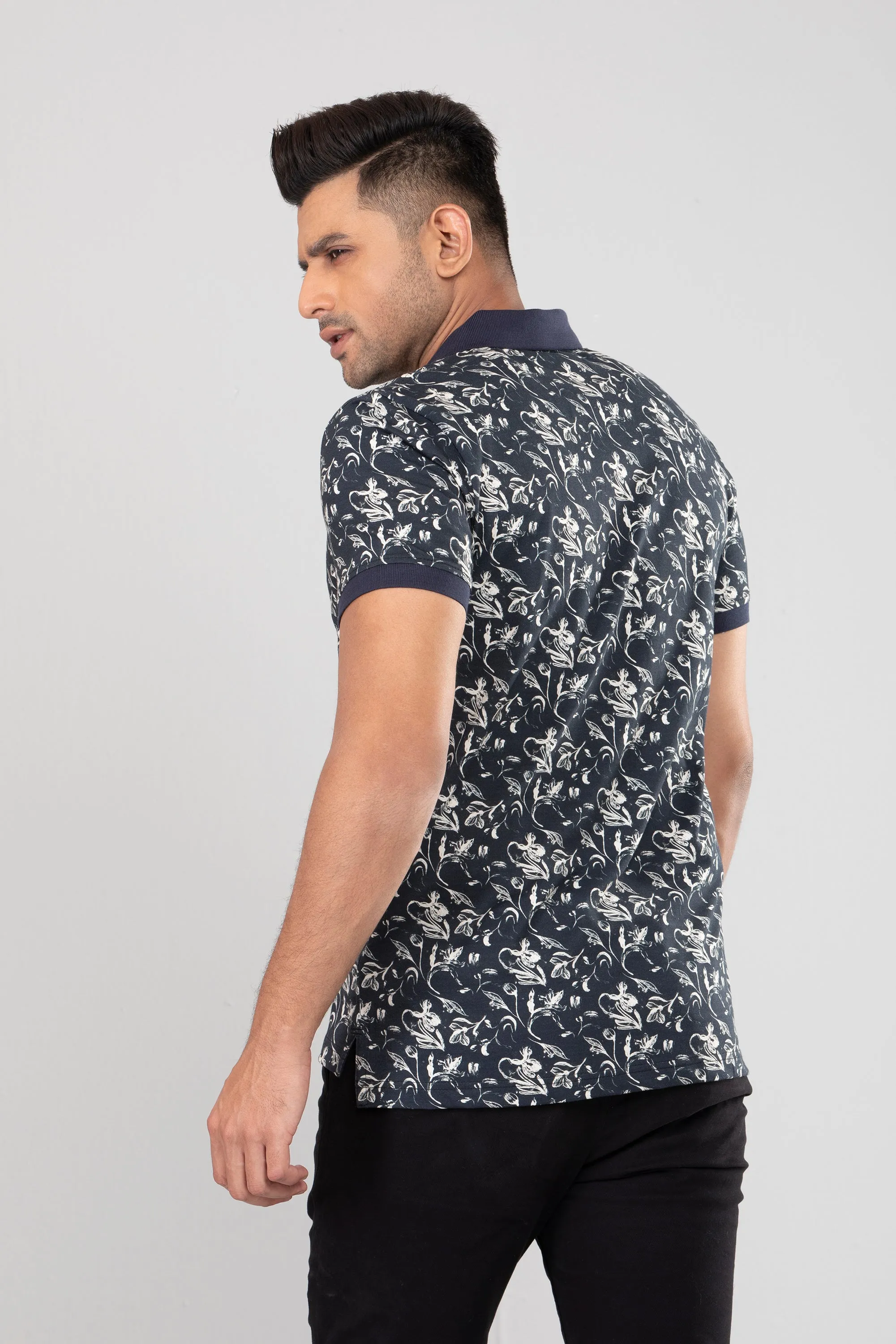 Floral Printed Polo Shirt