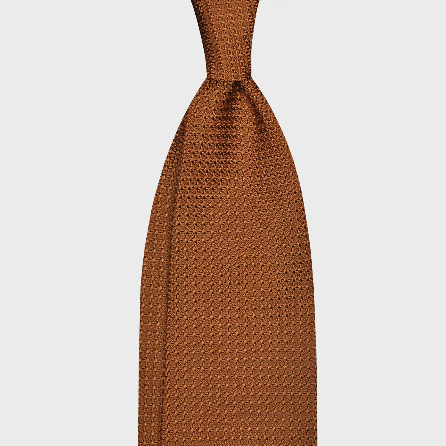 F.Marino Grenadine Silk Tie Chunky Gauze 3 Folds Copper Brown