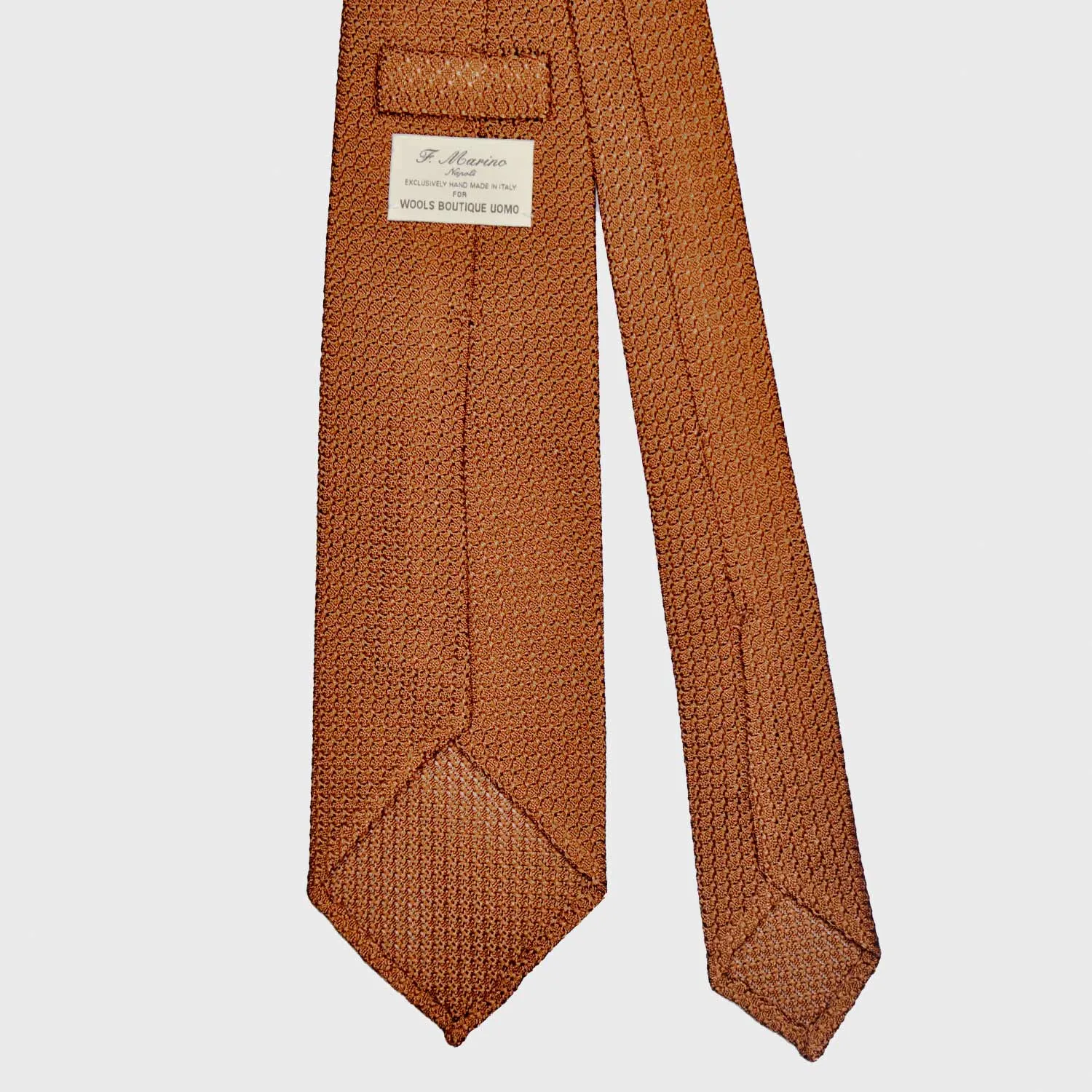 F.Marino Grenadine Silk Tie Chunky Gauze 3 Folds Copper Brown