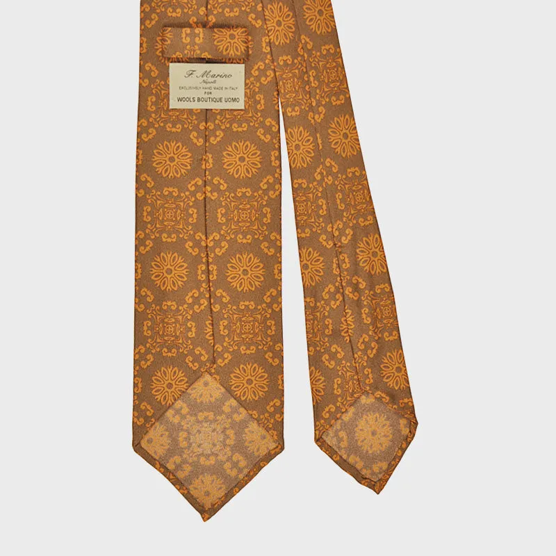 F.Marino Handmade Jacquard Silk Tie 3-Fold Fantasy Floreal | Bronze