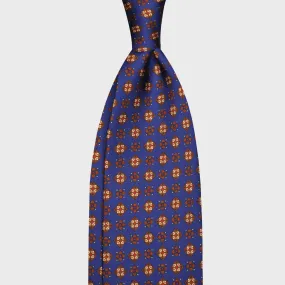 F.Marino Silk Tie 3 Folds Diamonds Royal