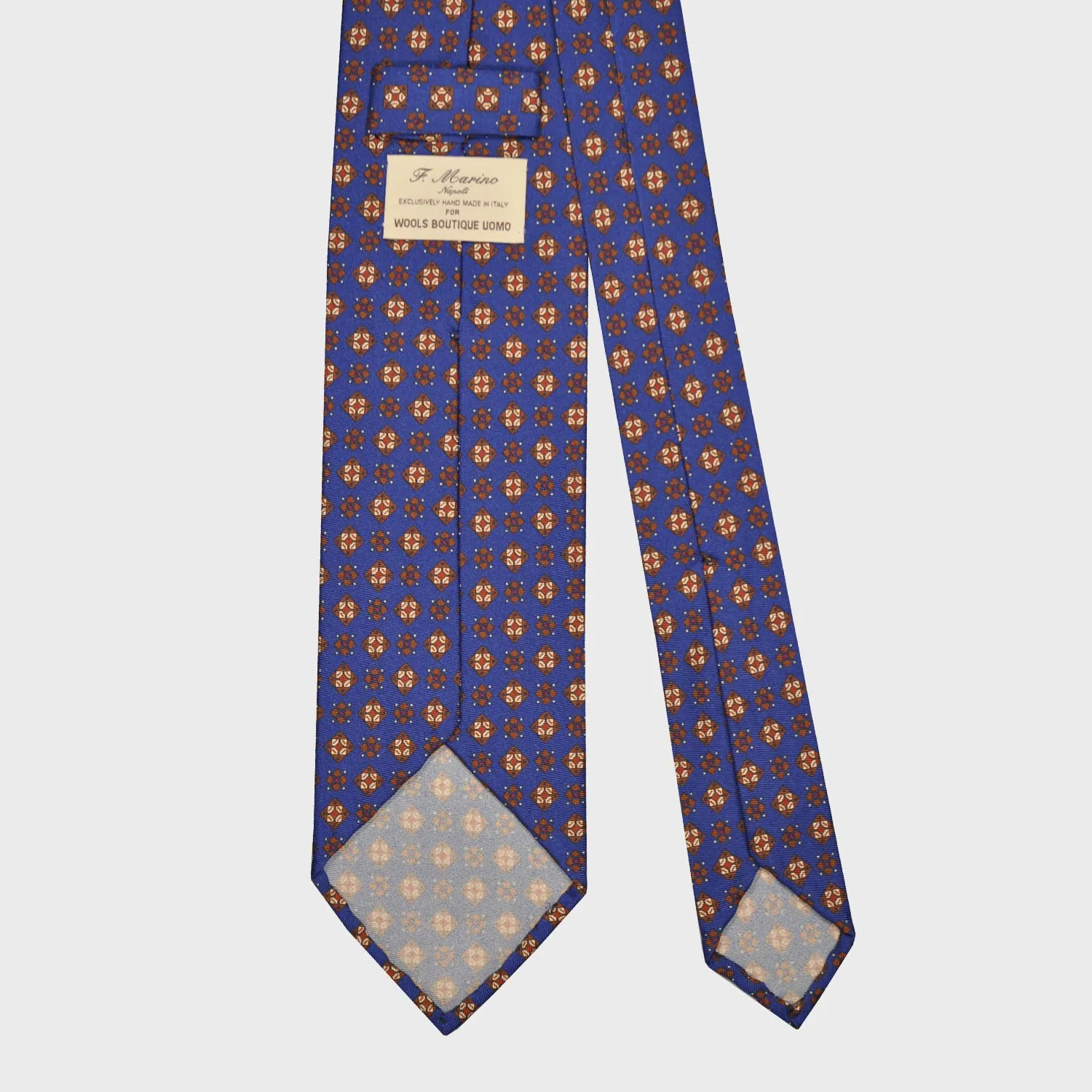 F.Marino Silk Tie 3 Folds Diamonds Royal