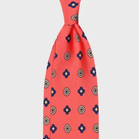 F.Marino Silk Tie 3 Folds Diamonds Salmon Pink