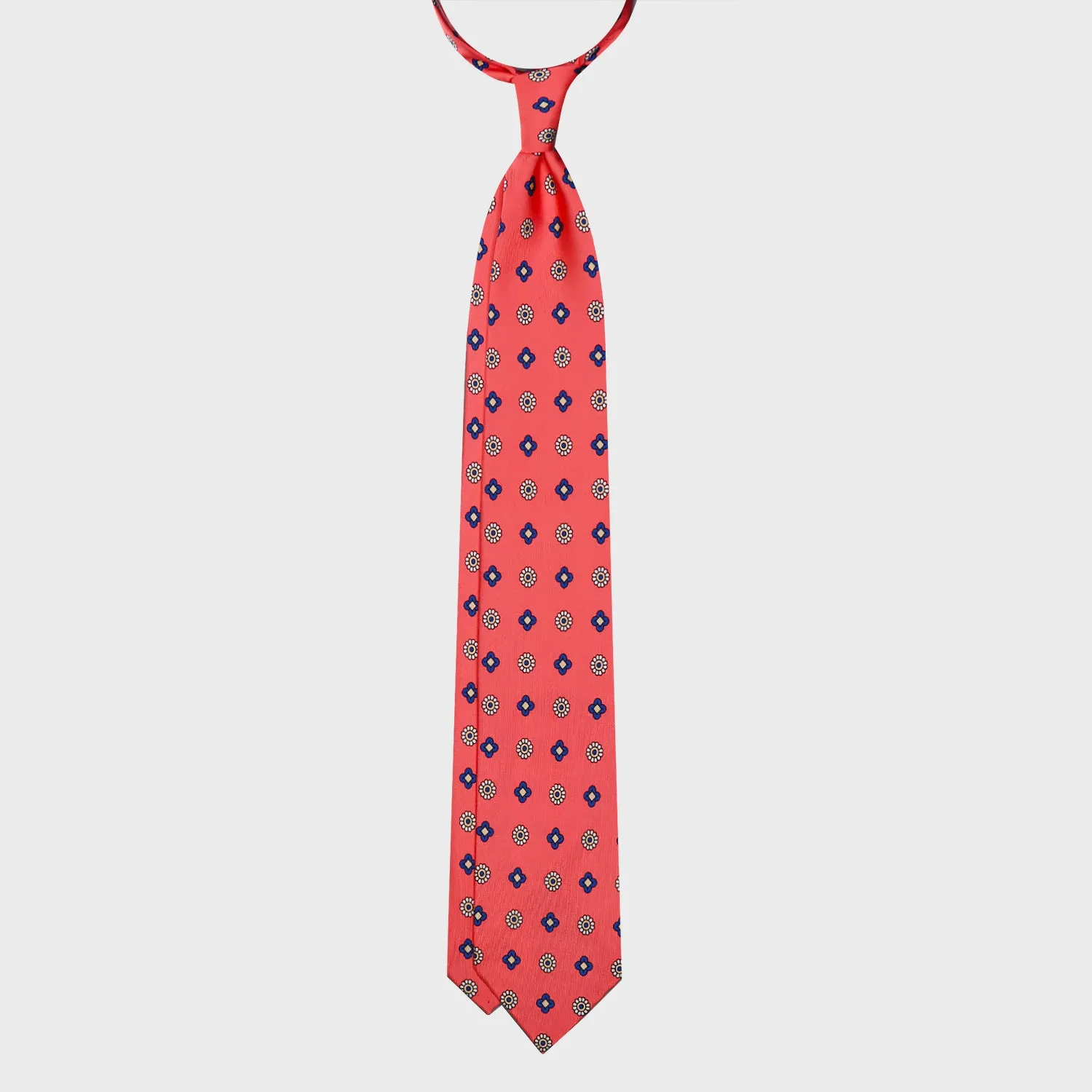 F.Marino Silk Tie 3 Folds Diamonds Salmon Pink