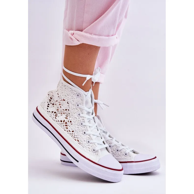 FR1 Women's Lace High Sneakers White Cornella