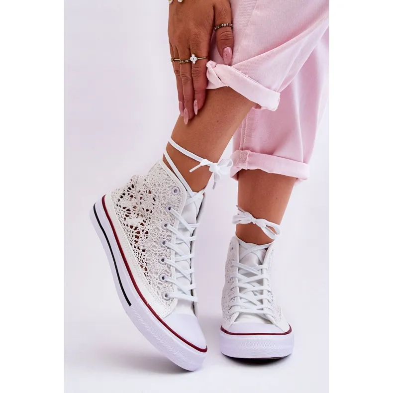 FR1 Women's Lace High Sneakers White Cornella