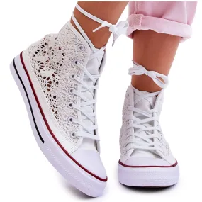 FR1 Women's Lace High Sneakers White Cornella