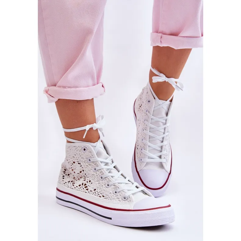 FR1 Women's Lace High Sneakers White Cornella