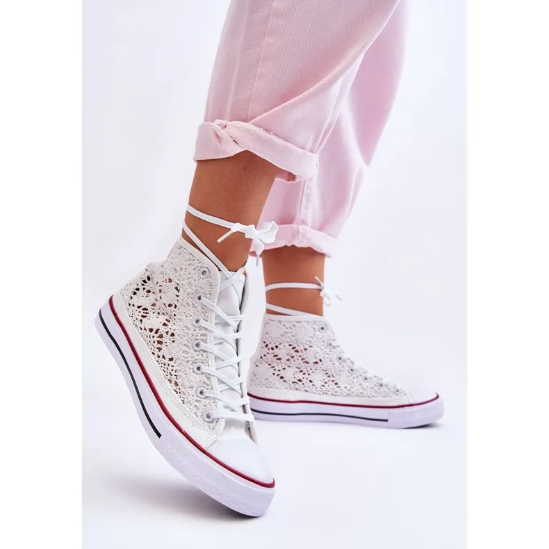 FR1 Women's Lace High Sneakers White Cornella