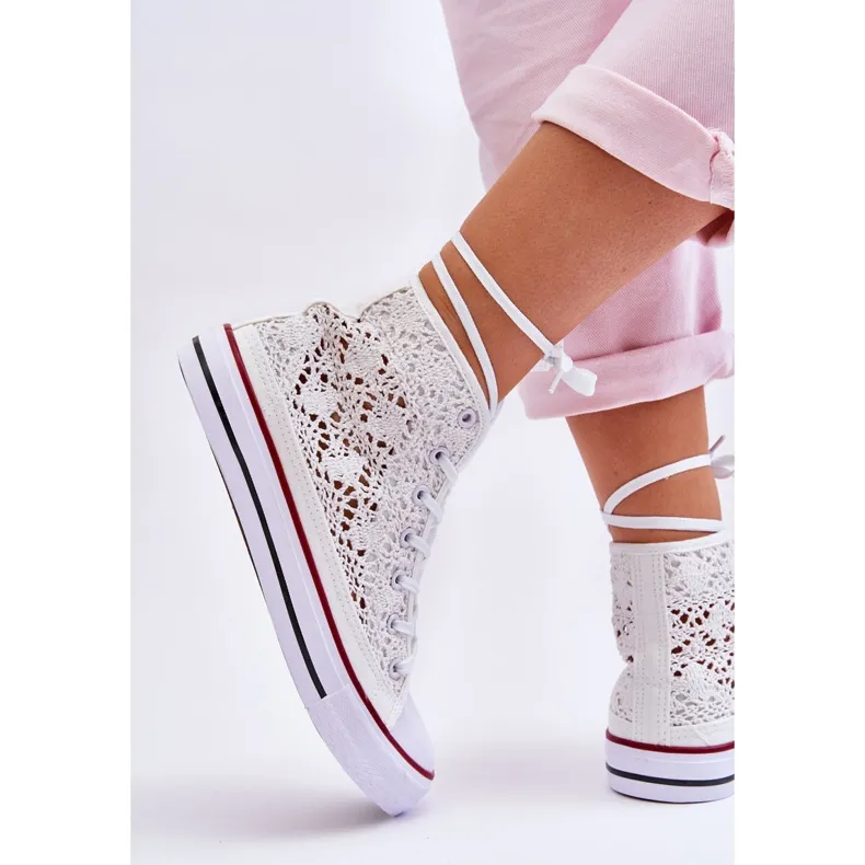 FR1 Women's Lace High Sneakers White Cornella