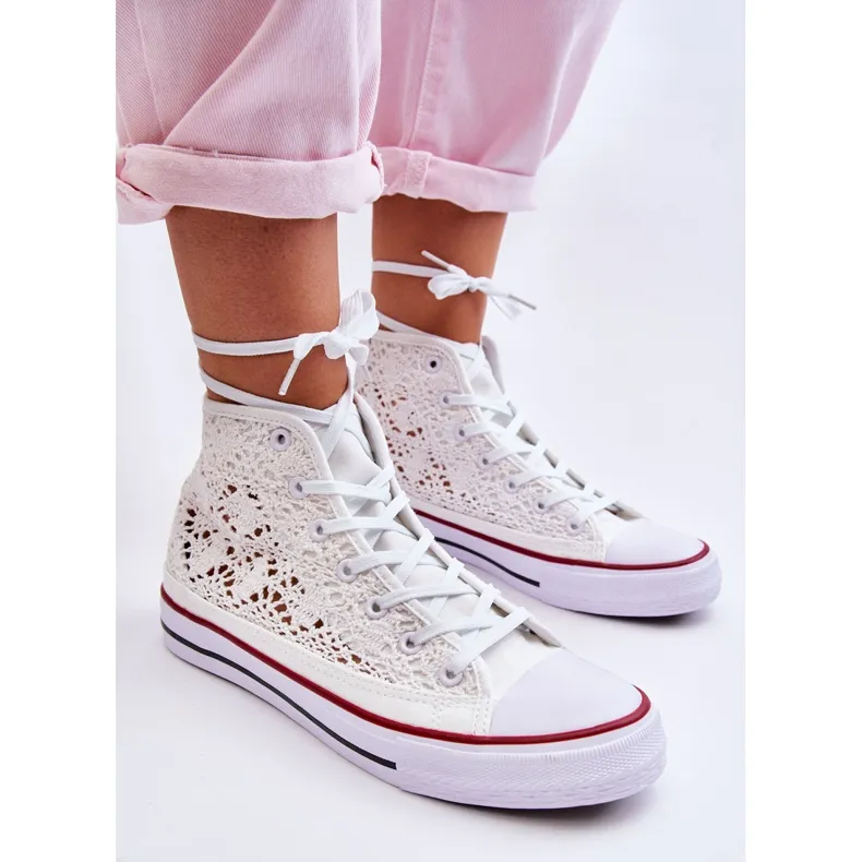 FR1 Women's Lace High Sneakers White Cornella