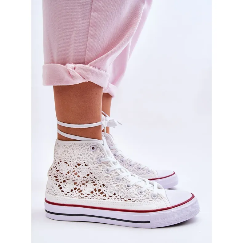 FR1 Women's Lace High Sneakers White Cornella