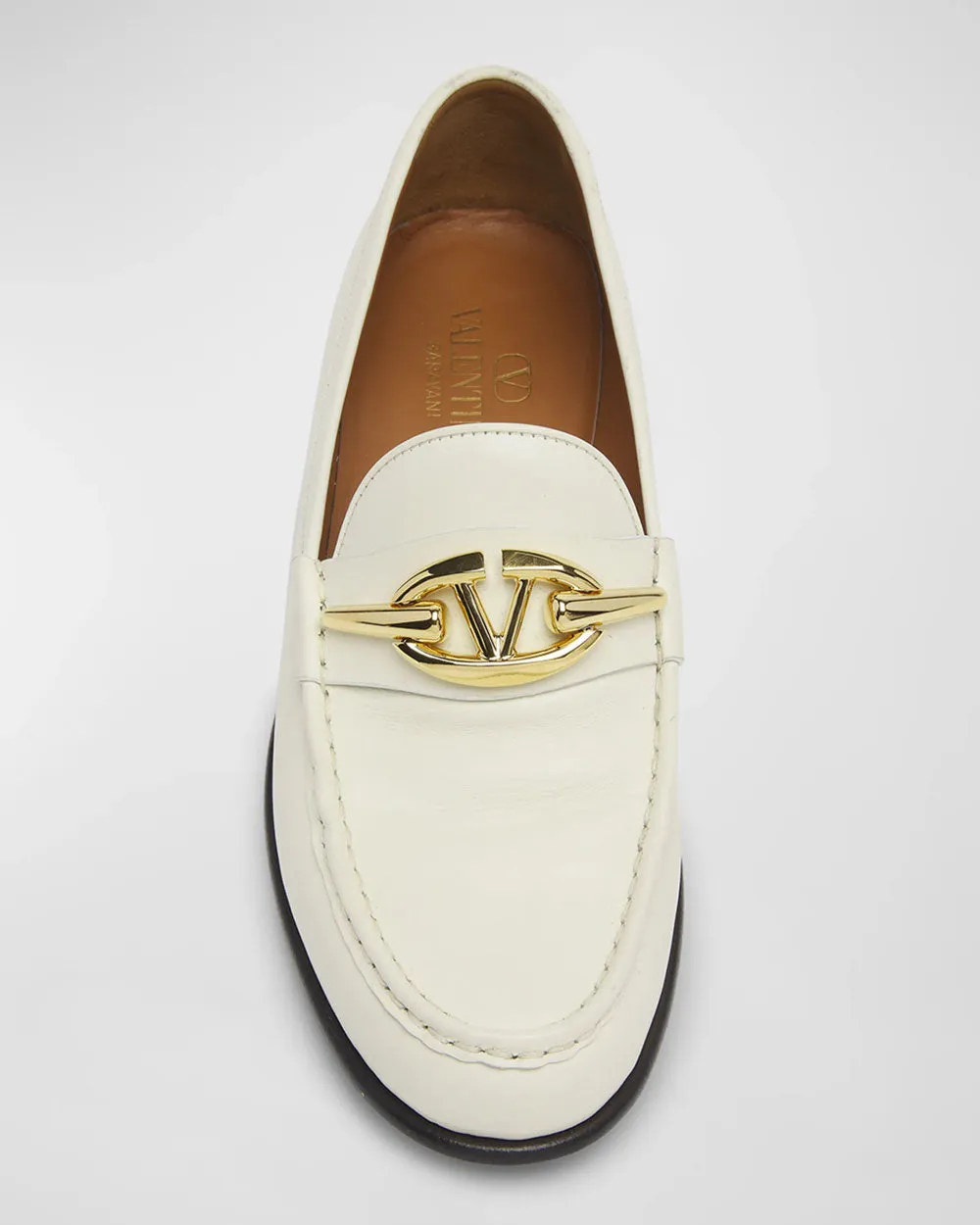 Gate Vlogo Leather Loafer in Ivory