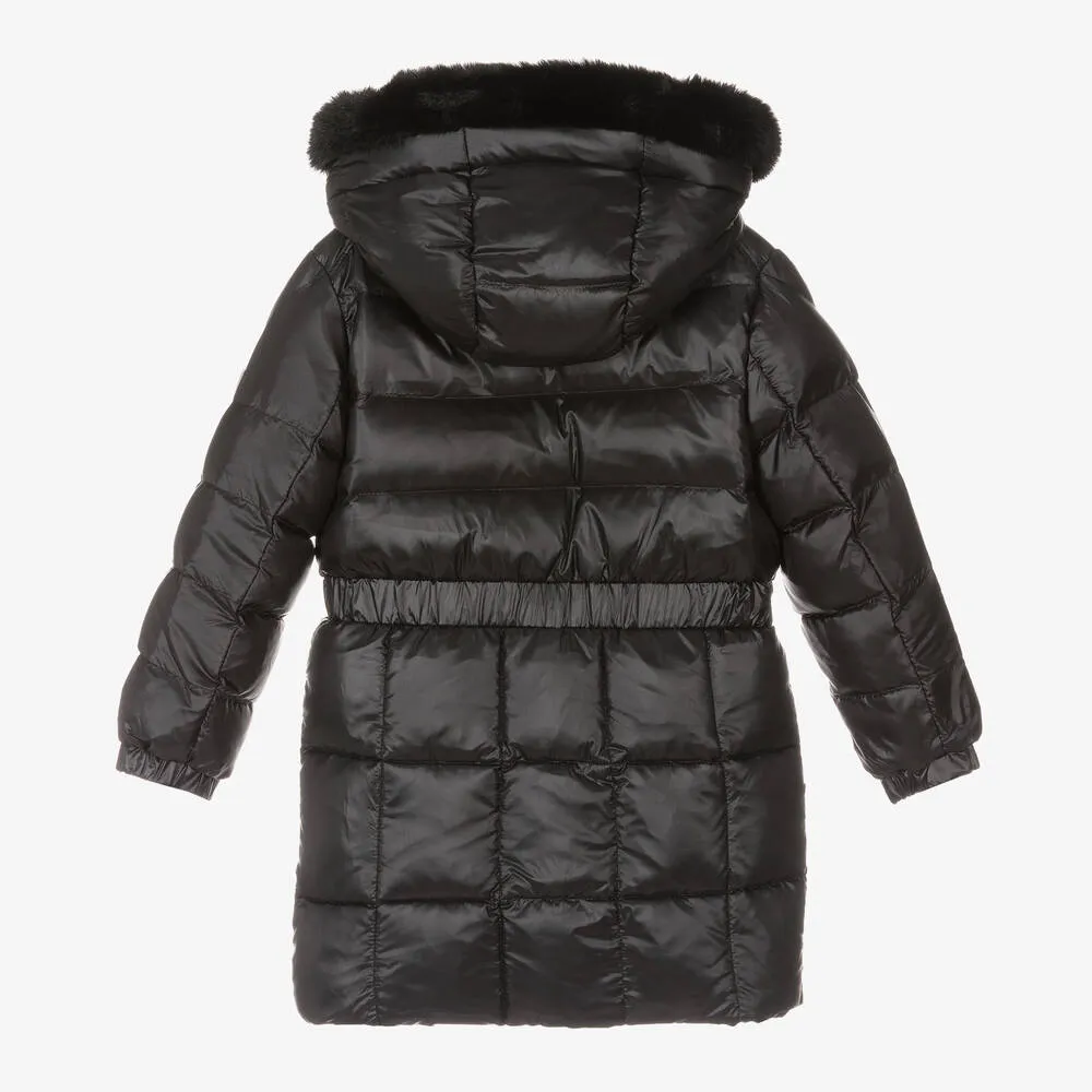 Girls Black Down Padded Puffer Coat