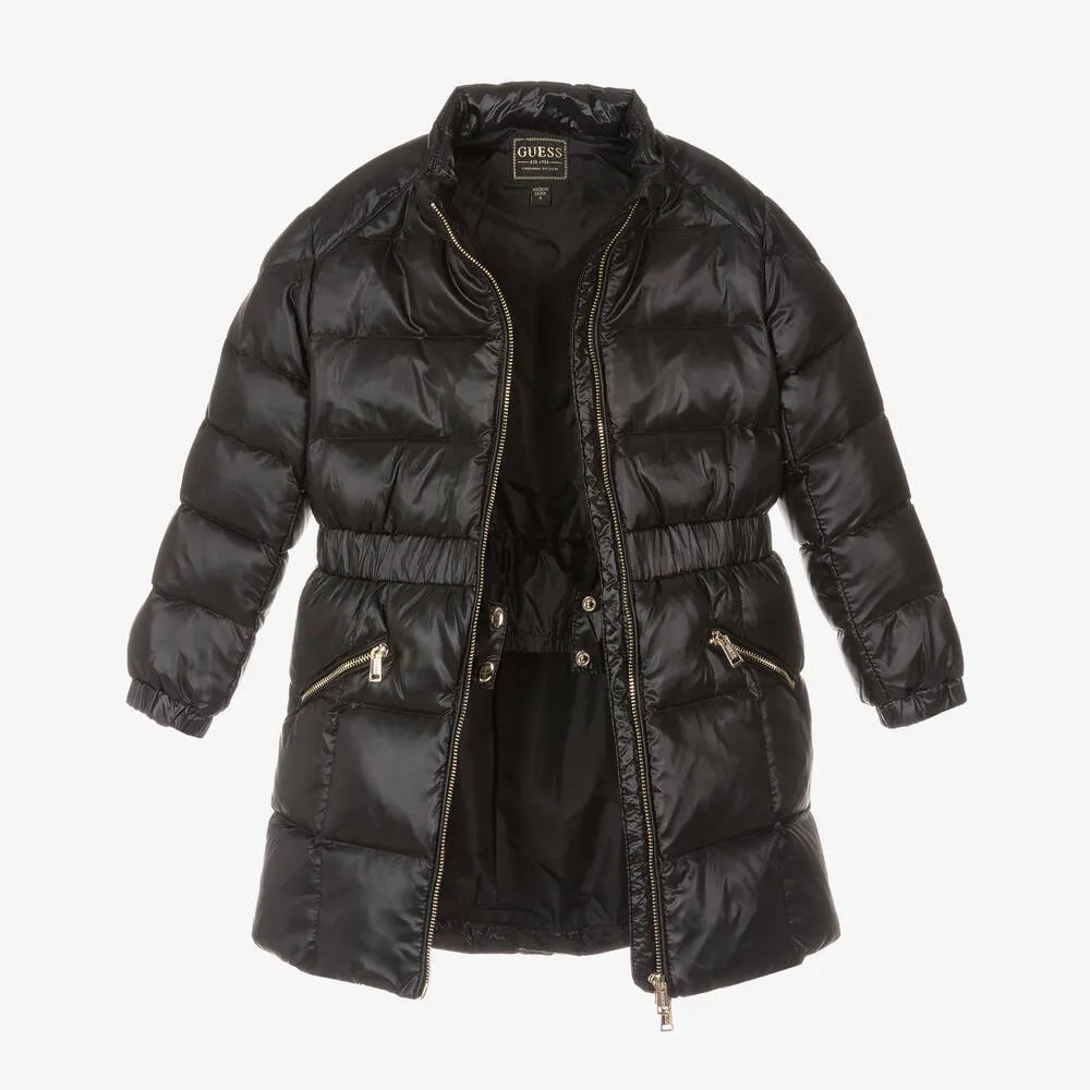 Girls Black Down Padded Puffer Coat