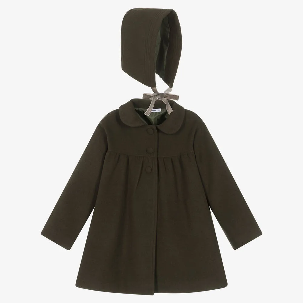 Girls Green Coat & Hat Set