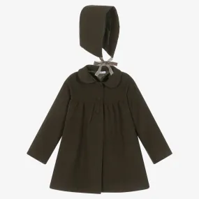 Girls Green Coat & Hat Set