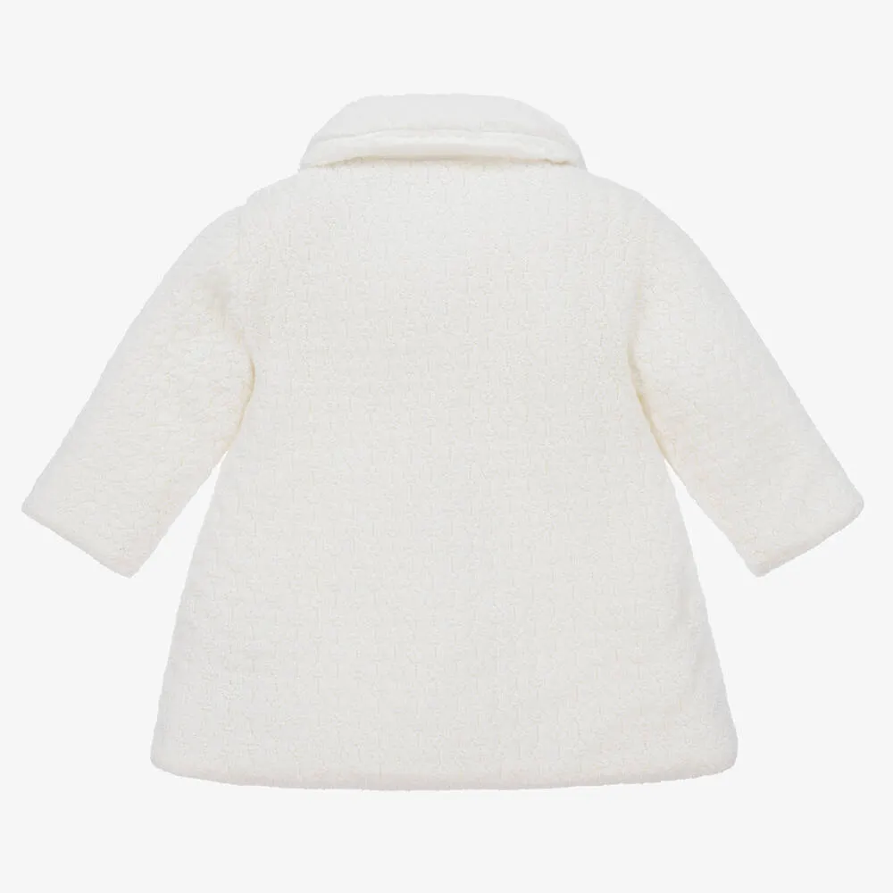 Girls Ivory Merino Wool Knit Coat