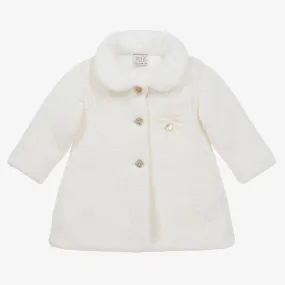 Girls Ivory Merino Wool Knit Coat