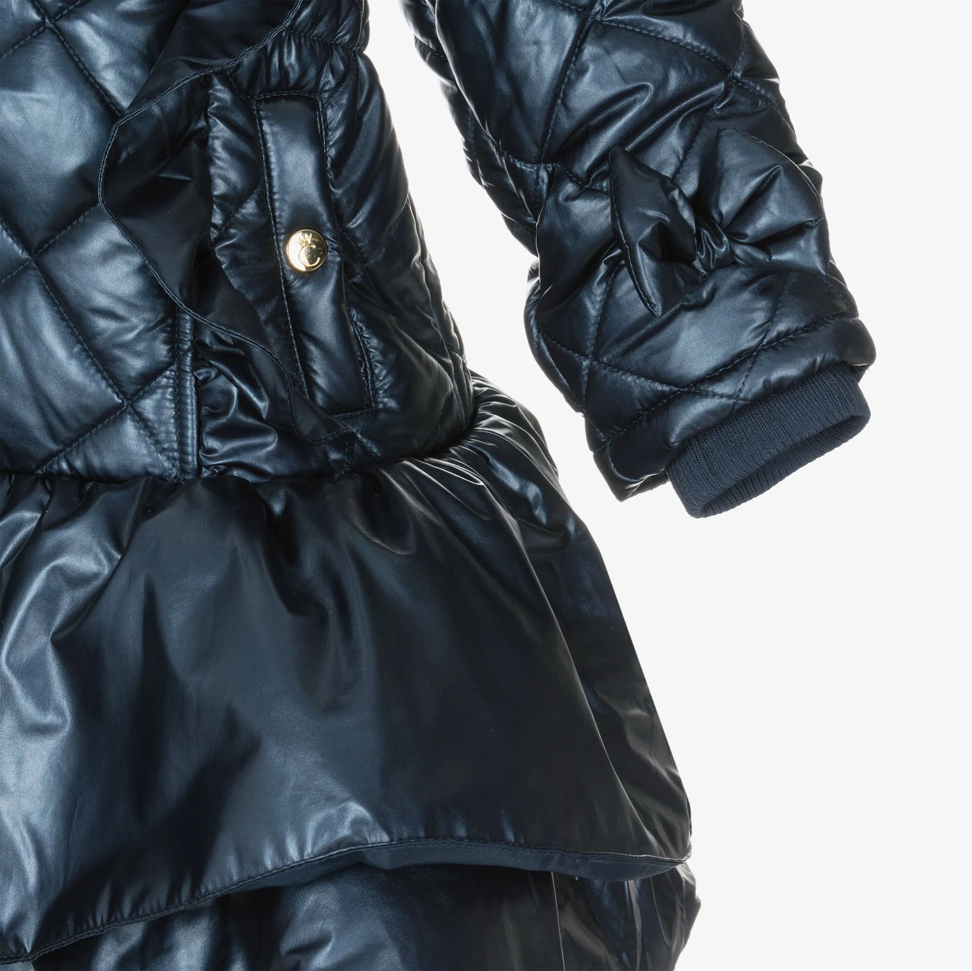 Girls Navy Blue Quilted Hooded Coat