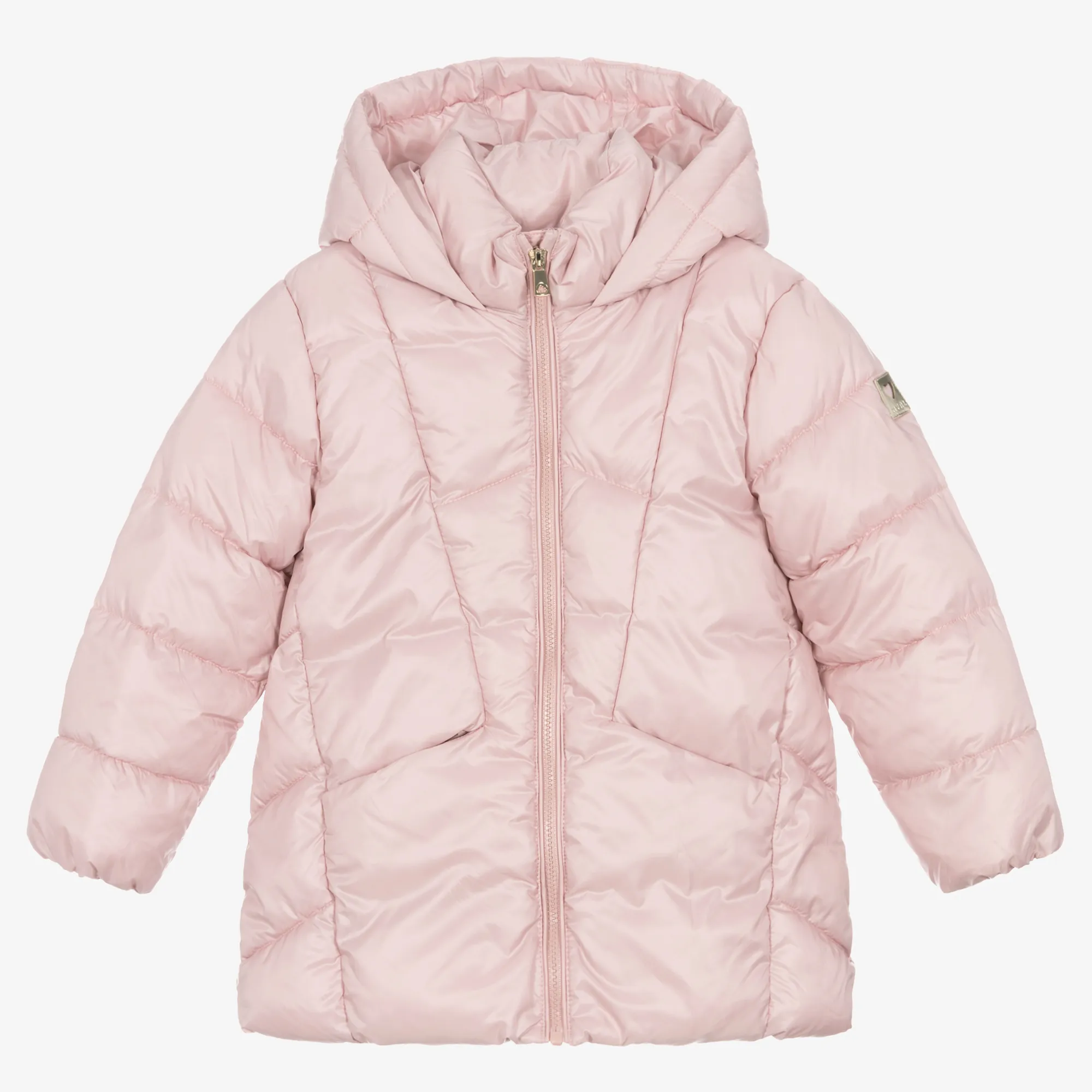 Girls Pink Hooded Puffer Coat