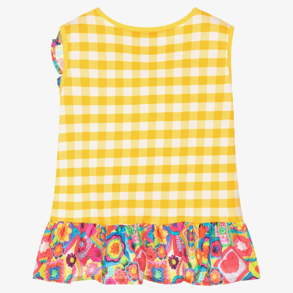 Girls Yellow Gingham Blouse