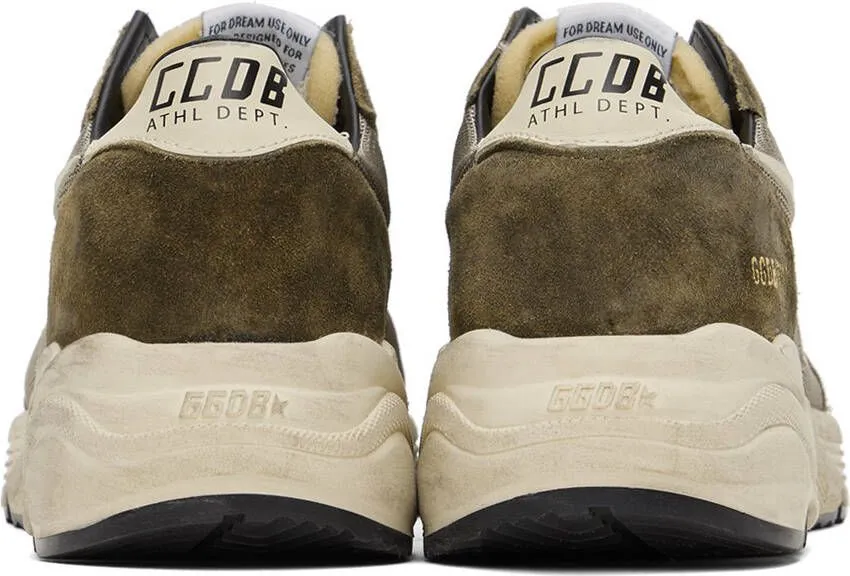 Golden Goose Khaki & Beige Running Sole Sneakers