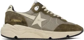 Golden Goose Khaki & Beige Running Sole Sneakers