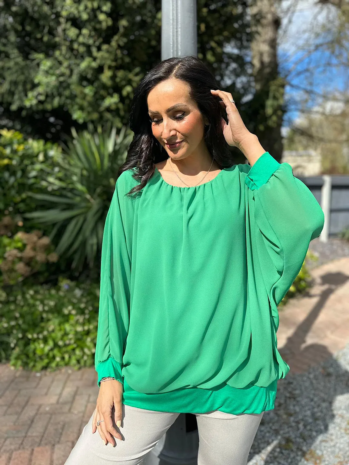 Green Layered Chiffon Blouse Maya