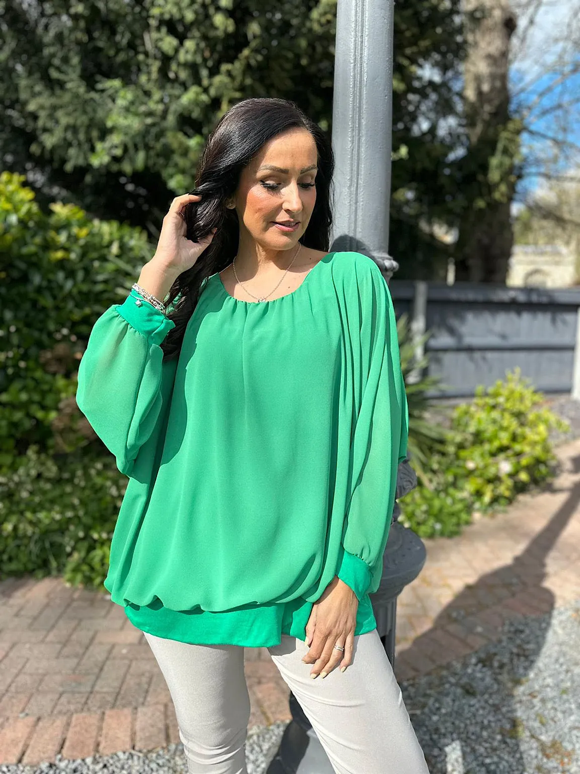 Green Layered Chiffon Blouse Maya