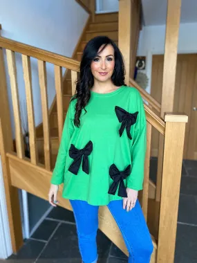 Green Round Neck Bow Top Poppy