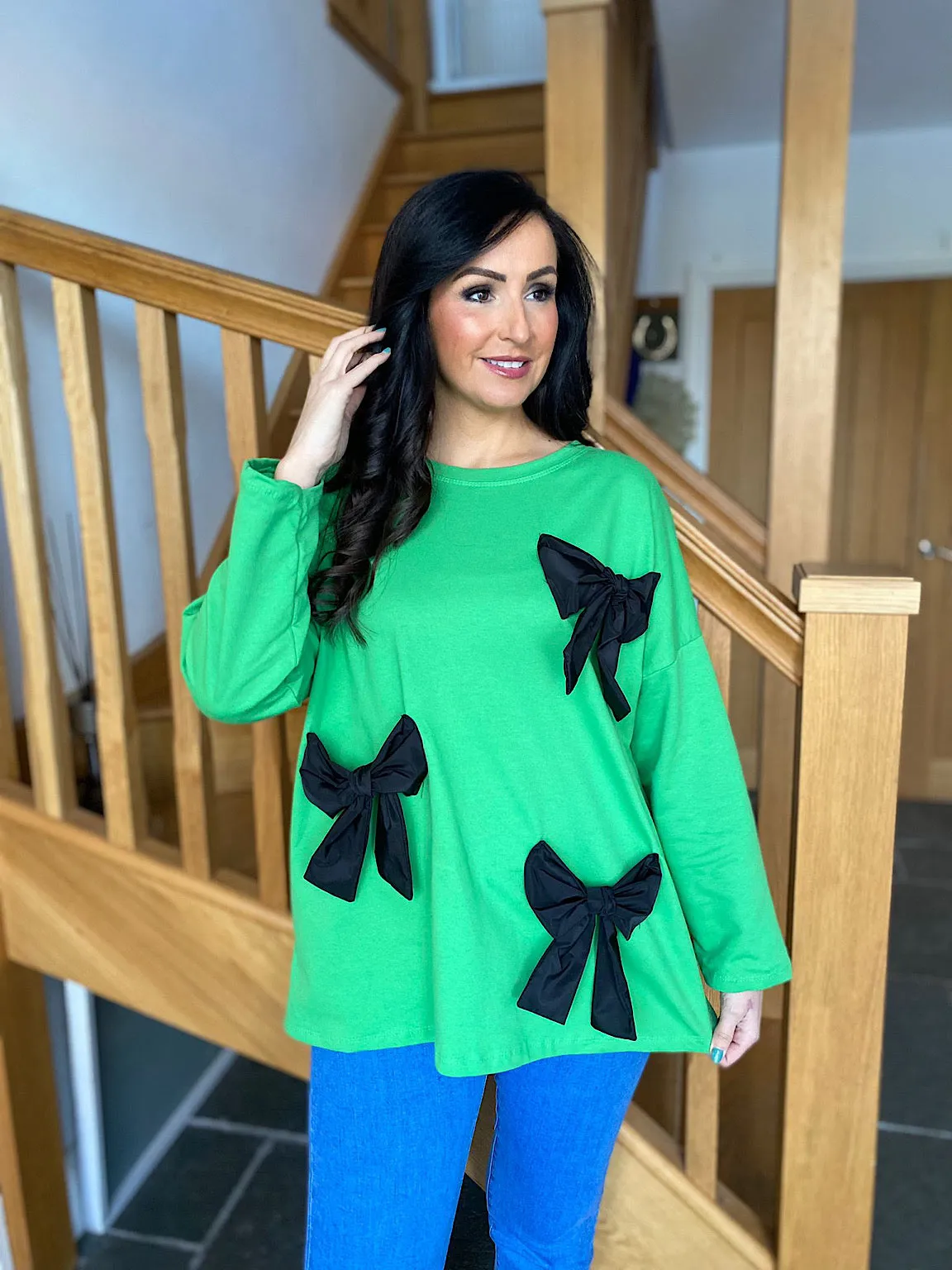 Green Round Neck Bow Top Poppy