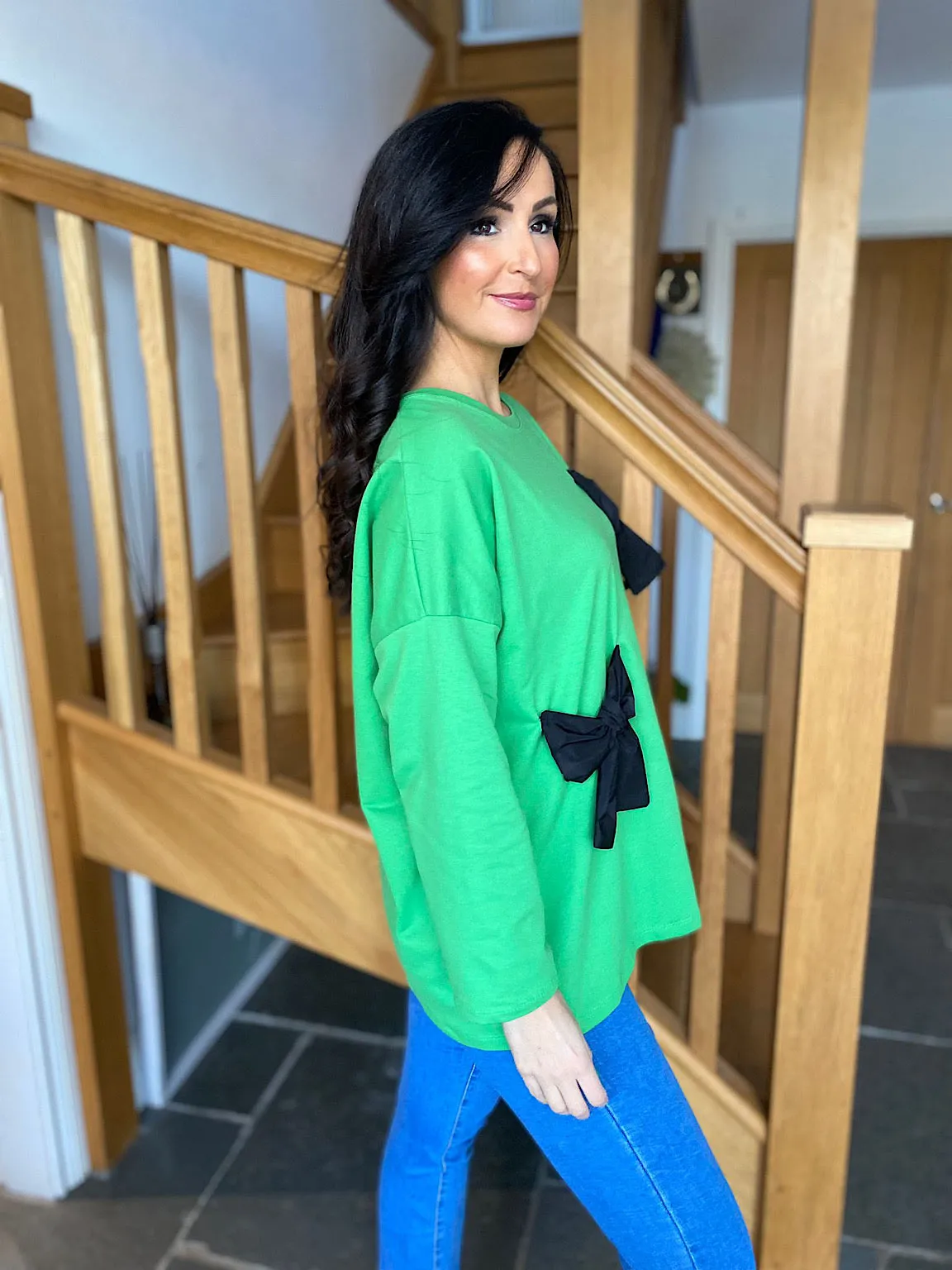 Green Round Neck Bow Top Poppy