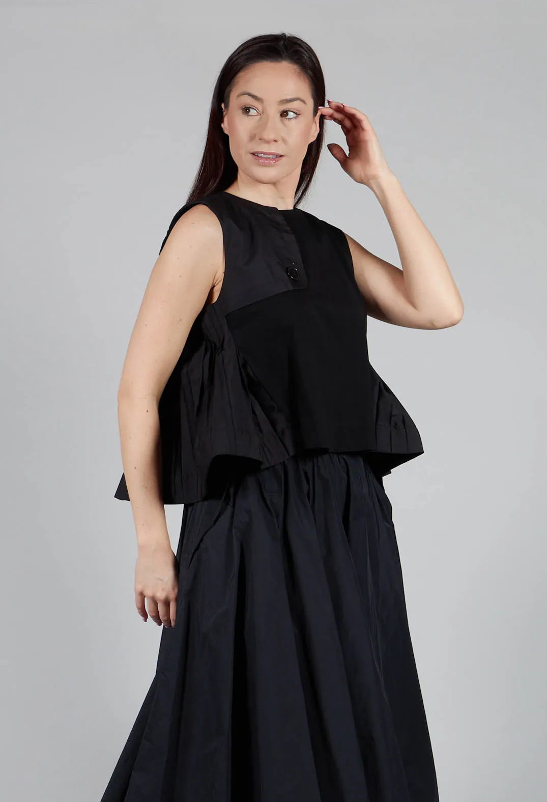 Half Collar Blouse in Black