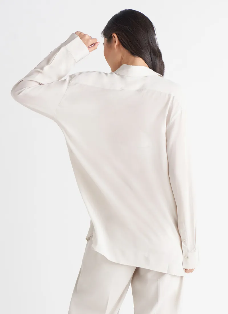 Hidden Placket Button Front Blouse